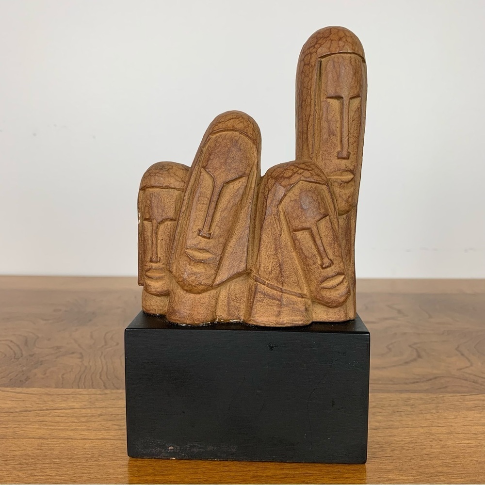 Alva Museum Replicas Sculpture 4 Faces Figures Leaning Authentic Repro Vtg MCM